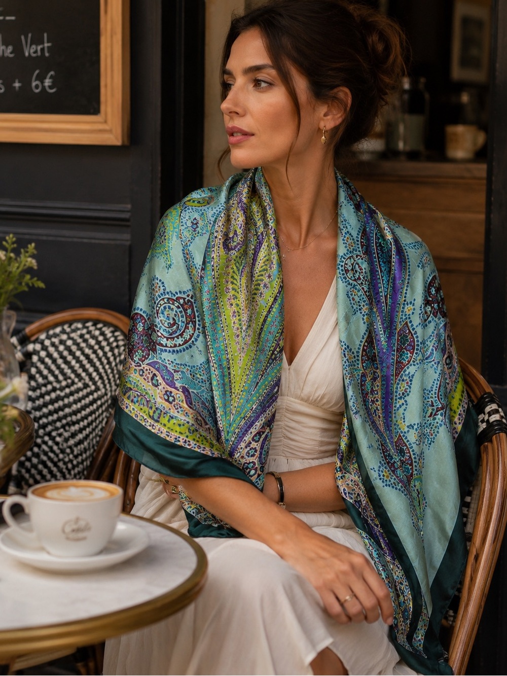 Echo Silk Paisley Scarf Colourful Vibrant Square Wrap Shawl Boho Chic Summer